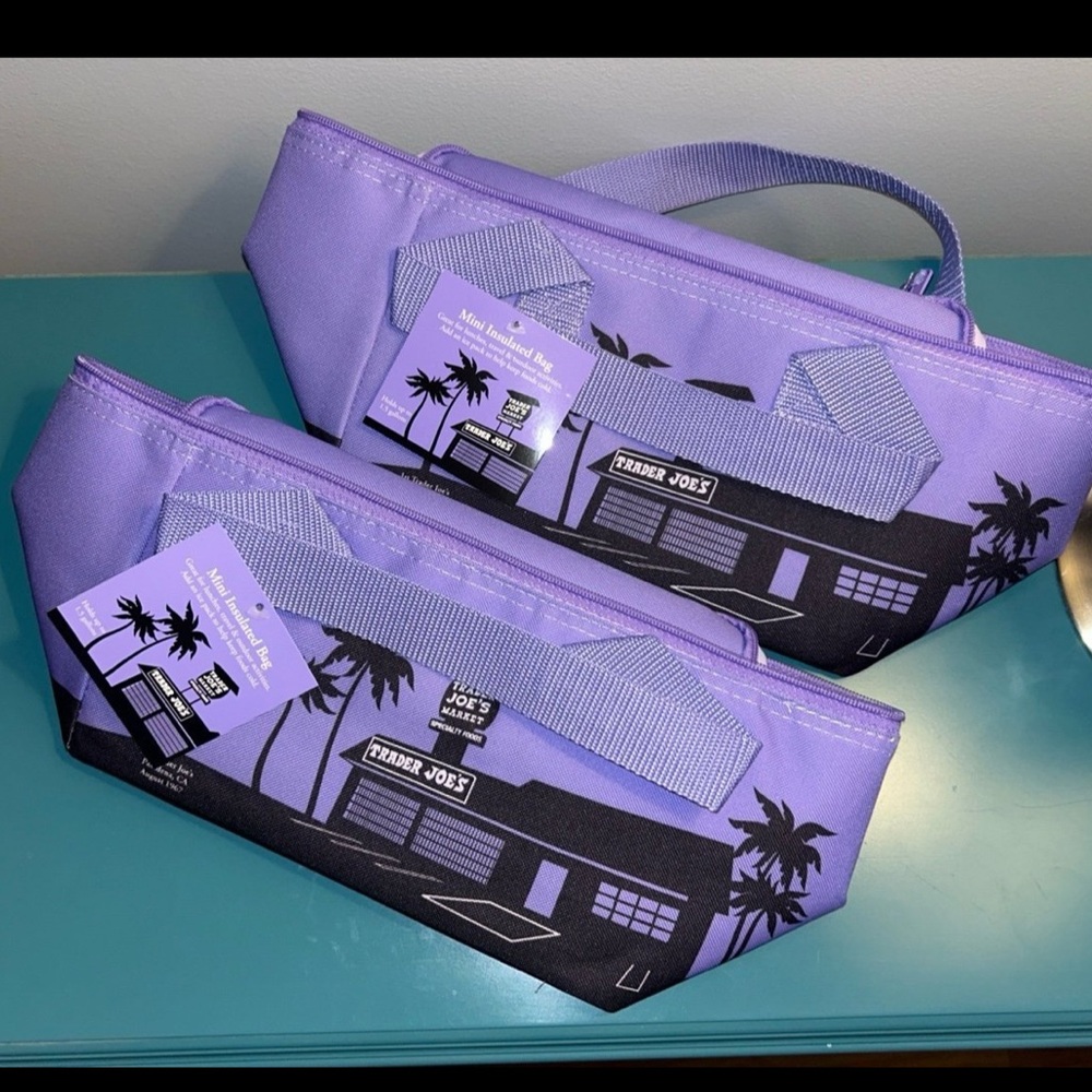 2 NWT Trader Joe's Mini Insulated Bags- PURPLE